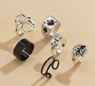 6pcs Skull Decor Ring