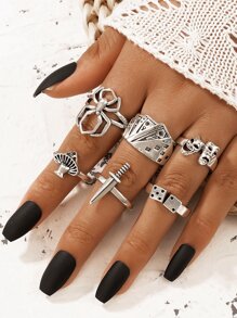 6pcs Spider Decor Ring