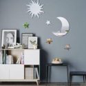 6pcs Sun & Moon Shaped Mirror Surface Wall Sticker