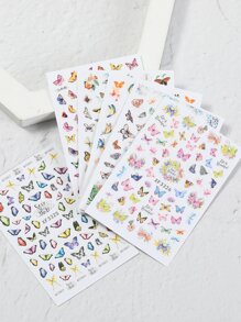 6sheets Butterfly & Floral Pattern Nail Art Sticker