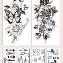 6sheets Flower & Heart Pattern Tattoo Sticker