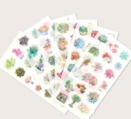 6sheets Succulent Plant Print Sticker