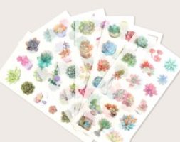 6sheets Succulent Plant Print Sticker