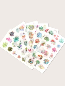 6sheets Succulent Plant Print Sticker