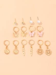 7pairs Butterfly Charm Earrings