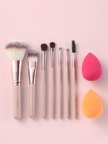 7pcs Makeup Brush Set & 2pcs Makeup Sponge