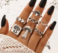 7pcs Mushroom Decor Ring
