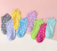 8pairs Heart Print Ankle Socks