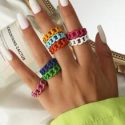 8pcs Chain Decor Cuff Ring