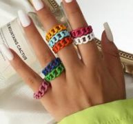 8pcs Chain Decor Cuff Ring