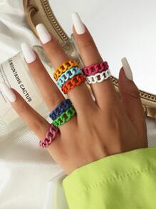 8pcs Chain Decor Cuff Ring