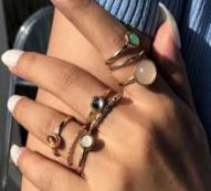 8pcs Gemstone Decor Ring