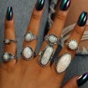 8pcs Gemstone Decor Ring