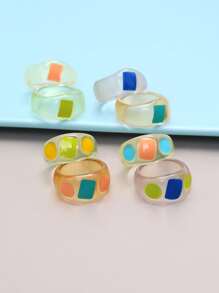 8pcs Geo Graphic Ring