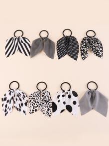 8pcs Polka Dot Print Knot Hair Tie