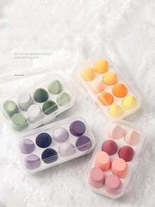 8pcs Random Color Makeup Sponge & 1pc Storage Box