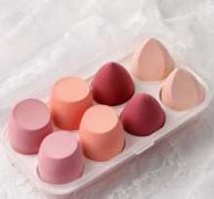 8pcs Random Color Makeup Sponge & 1pc Storage Box