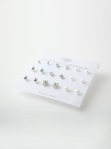 9pairs Faux Pearl Stud Earrings