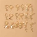 9pairs Heart & Butterfly Drop Earrings