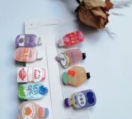 9pcs Cartoon Drink Hair Clip