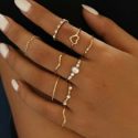 9pcs Rhinestone Decor Ring