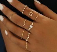 9pcs Rhinestone Decor Ring