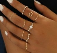 9pcs Rhinestone Decor Ring