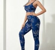 Absorbs Sweat Breathable Floral Print Cami Top & Pants Sports Set