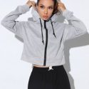 Absorbs Sweat Breathable Zipper Front Sports Jacket