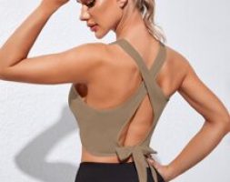 Absorbs Sweat Tie Back Crop Sports Tank
