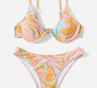 Abstract Fluid Pattern Underwire Bikini Swimsuit