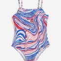 Abstract Fluid Print One Piece Swimsuit