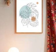 Abstract Leaf Print Unframed Painting