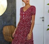 All Over Print Frill Trim Dress