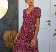 All Over Print Frill Trim Dress