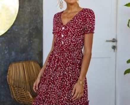 All Over Print Frill Trim Dress