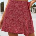 All Over Print Tie Side Wrap Skirt