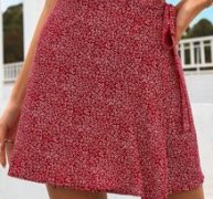 All Over Print Tie Side Wrap Skirt