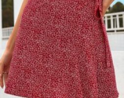 All Over Print Tie Side Wrap Skirt