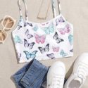 Allover Butterfly Print Crop Cami Top