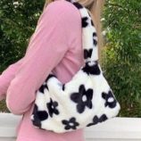 Allover Floral Graphic Fluffy Baguette Bag