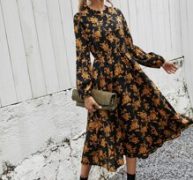 Allover Floral Lace Trim Button Up Shirt Dress