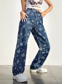 Allover Floral Print Jeans