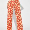 Allover Floral Print Straight Leg Jeans