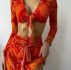 Allover Graphic Knot Top With Skirt Cover Up Set