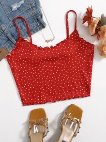 Allover Heart Print Crop Cami