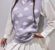 Allover Pattern Sweater Vest Without Blouse