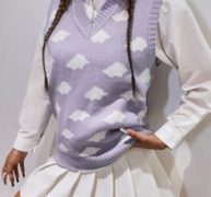 Allover Pattern Sweater Vest Without Blouse