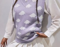 Allover Pattern Sweater Vest Without Blouse