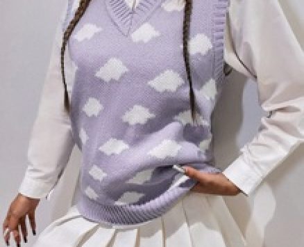 Allover Pattern Sweater Vest Without Blouse